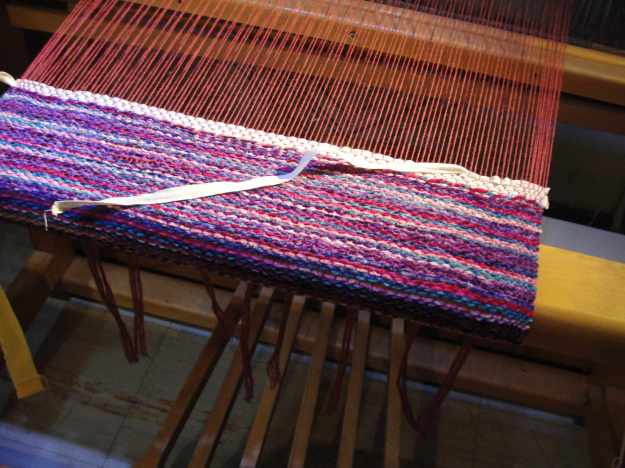 First I hemmed the work in progress that was already on the loom when I got it.